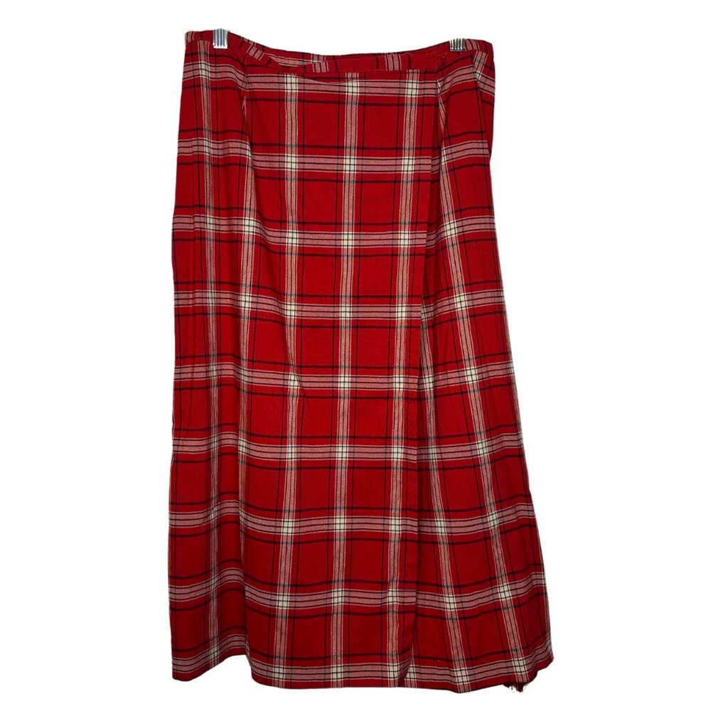 Vintage Red Plaid Skirt | Crazy Horse A Liz Claiborne Company | Size 12 Midi